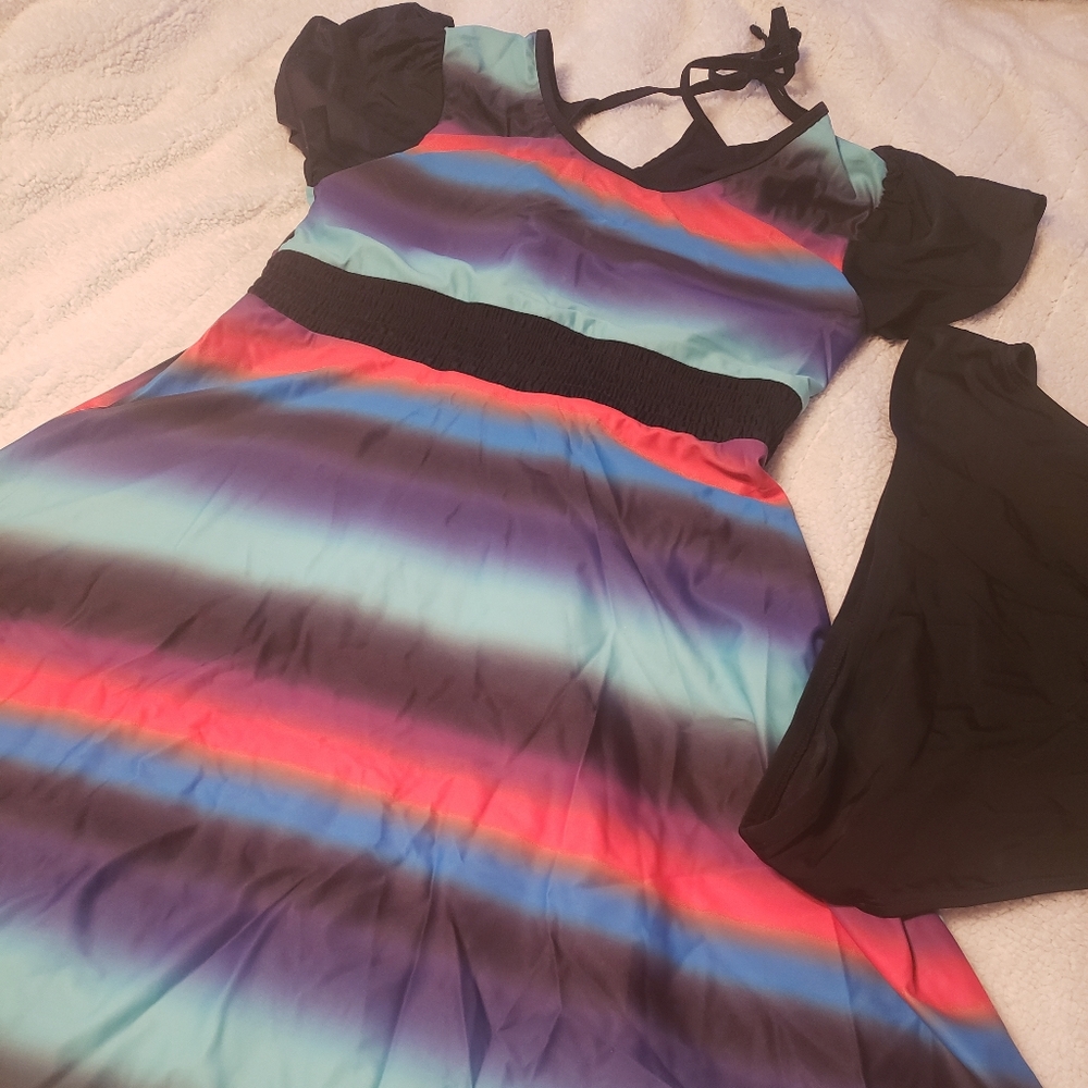 2 piece multi colored swim dress